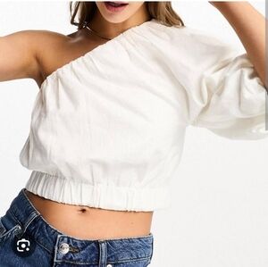 New Abercrombie White Puff Sleeve Top